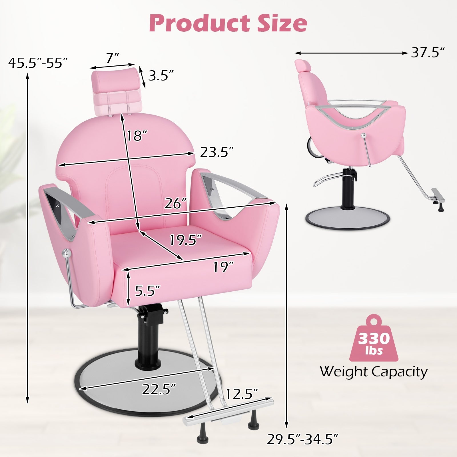 360°Swivel Reclining Salon Chair for Hair Stylist, Pink Spa & Salon at Gallery Canada