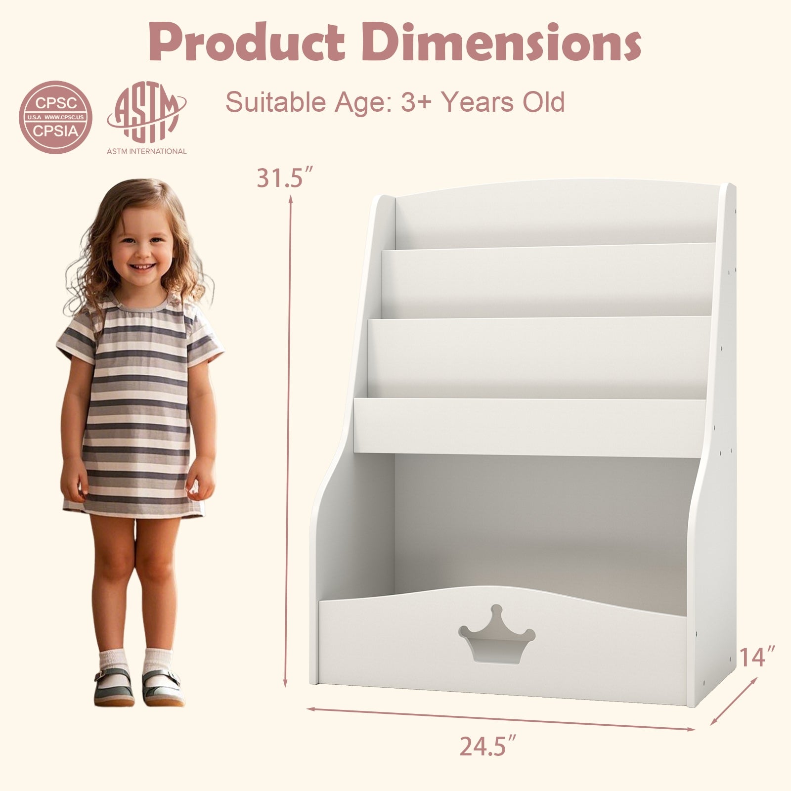 4-Tier Kids Bookshelf with Shelves and Compartment for Toddlers, White Kids Storage at Gallery Canada