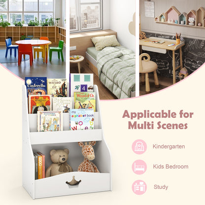 4-Tier Kids Bookshelf with Shelves and Compartment for Toddlers, White Kids Storage at Gallery Canada