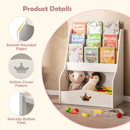 4-Tier Kids Bookshelf with Shelves and Compartment for Toddlers, White Kids Storage at Gallery Canada