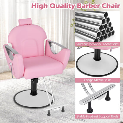 360°Swivel Reclining Salon Chair for Hair Stylist, Pink Spa & Salon at Gallery Canada