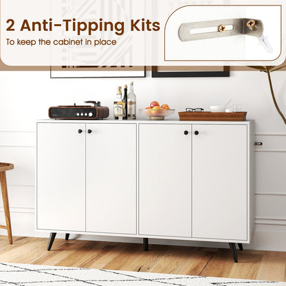 Buffet Sideboard Mid Century Modern Storage Cabinet with Adjustable Shelves, White Sideboards Cabinets & Buffets at Gallery Canada