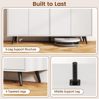 Buffet Sideboard Mid Century Modern Storage Cabinet with Adjustable Shelves, White Sideboards Cabinets & Buffets at Gallery Canada