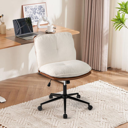 Armless Home Office Chair with Rocking Backrest, White Armless Chairs at Gallery Canada