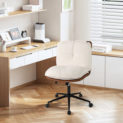 Armless Home Office Chair with Rocking Backrest, White Armless Chairs at Gallery Canada