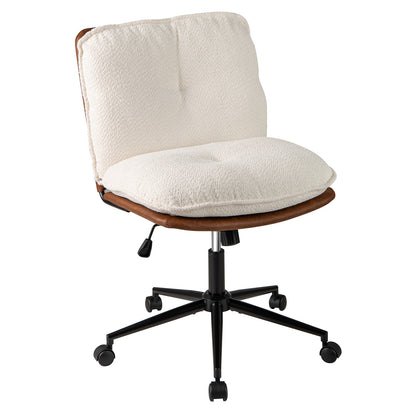 Armless Home Office Chair with Rocking Backrest, White Armless Chairs at Gallery Canada