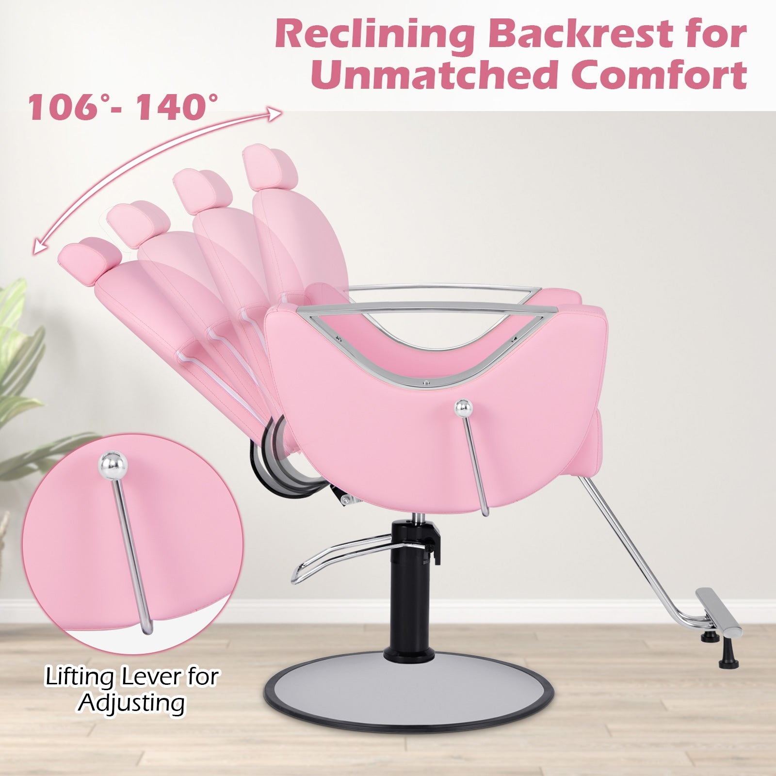 360°Swivel Reclining Salon Chair for Hair Stylist, Pink Spa & Salon at Gallery Canada
