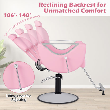 360°Swivel Reclining Salon Chair for Hair Stylist, Pink Spa & Salon at Gallery Canada