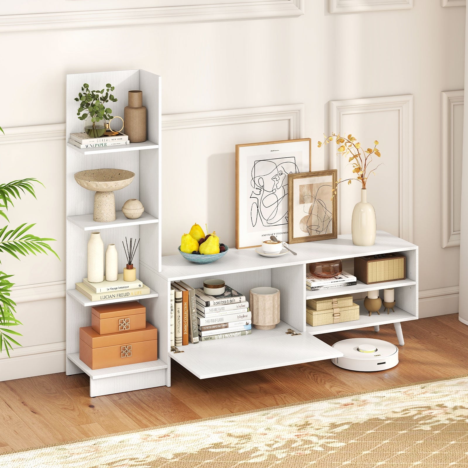 TV Stand for TVs up to 50 Inches Entertainment Center Modern Mid Century TV Cabinet, White Entertainment Centers & TV Stands at Gallery Canada