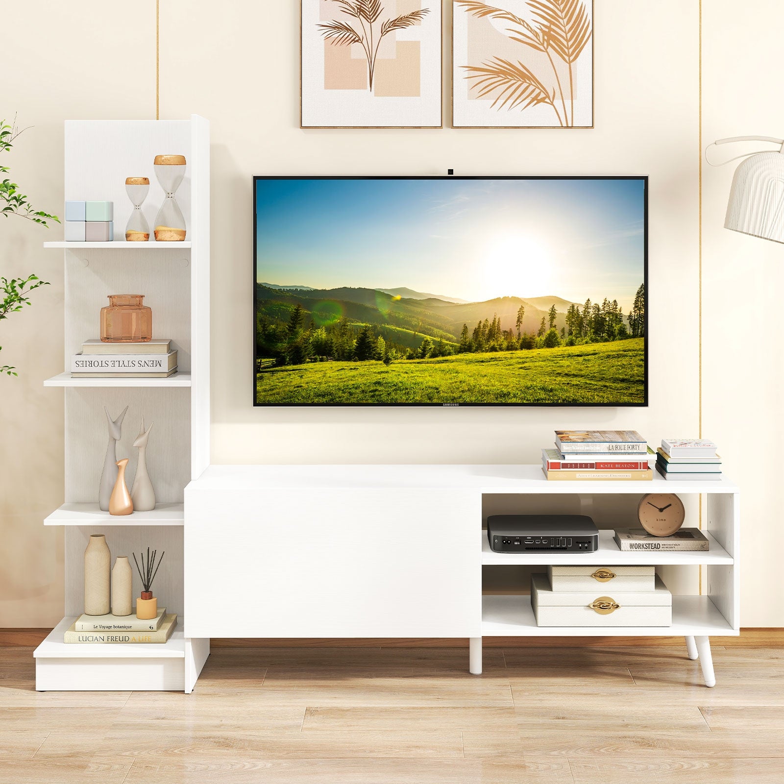 TV Stand for TVs up to 50 Inches Entertainment Center Modern Mid Century TV Cabinet, White Entertainment Centers & TV Stands at Gallery Canada