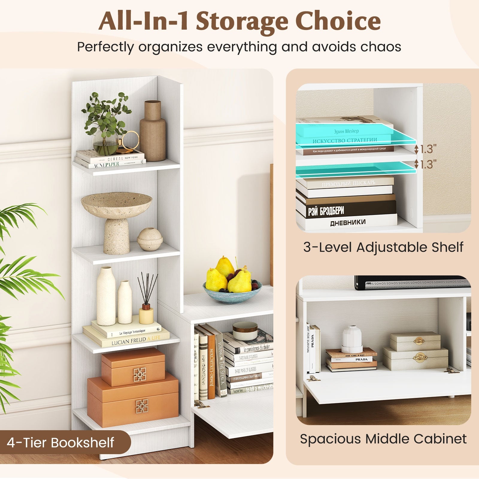 TV Stand for TVs up to 50 Inches Entertainment Center Modern Mid Century TV Cabinet, White Entertainment Centers & TV Stands at Gallery Canada