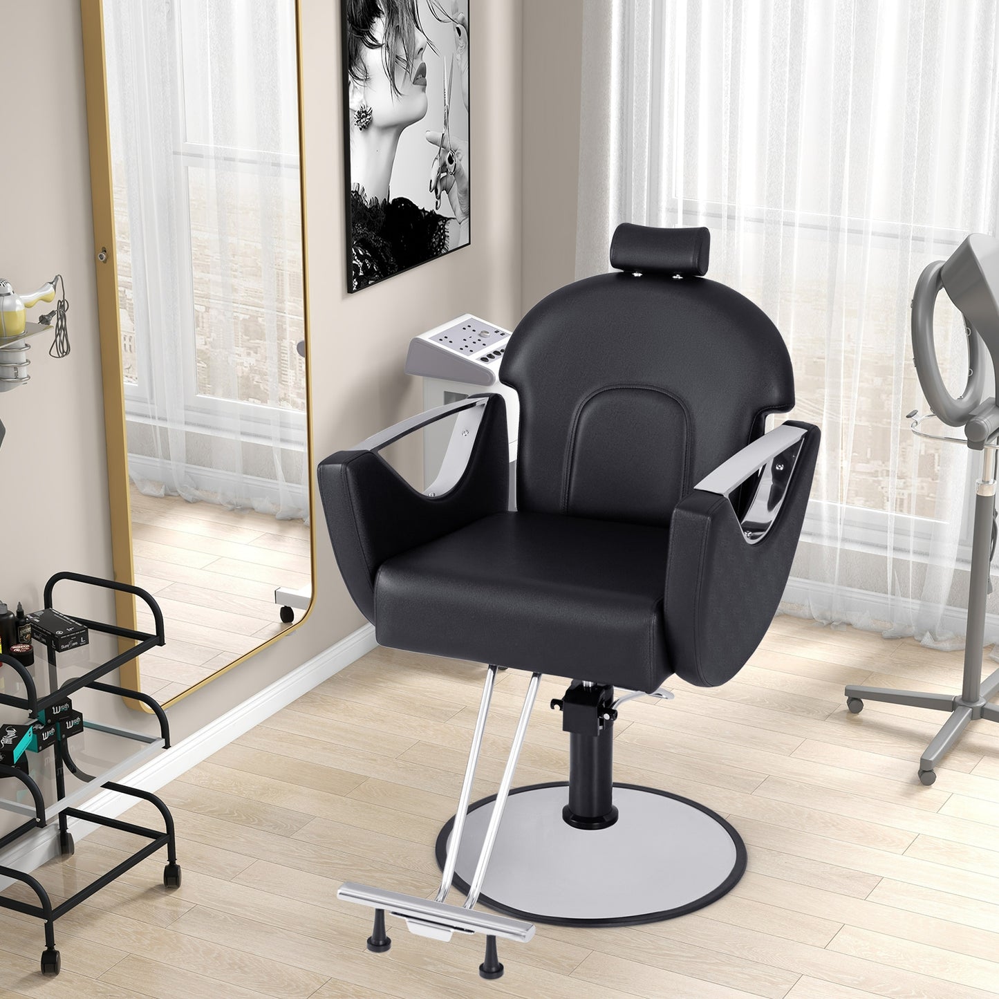 360° Swivel Reclining Salon Chair, Black Spa & Salon at Gallery Canada