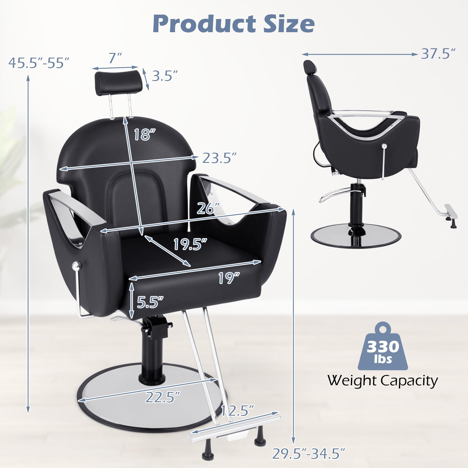 360° Swivel Reclining Salon Chair, Black Spa & Salon at Gallery Canada