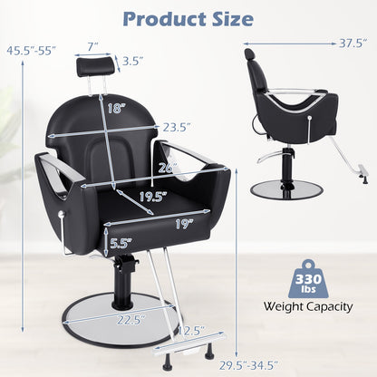 360° Swivel Reclining Salon Chair, Black Spa & Salon at Gallery Canada