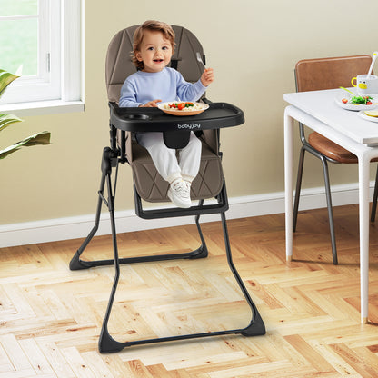 Easy Clean Compact Highchair with Removable Adjustable Tray and PU Seat Cushion, Brown High Chairs at Gallery Canada