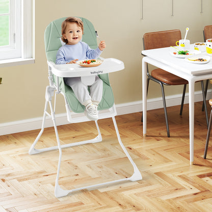 Easy Clean Compact Highchair with Removable Adjustable Tray and PU Seat Cushion, Green High Chairs at Gallery Canada