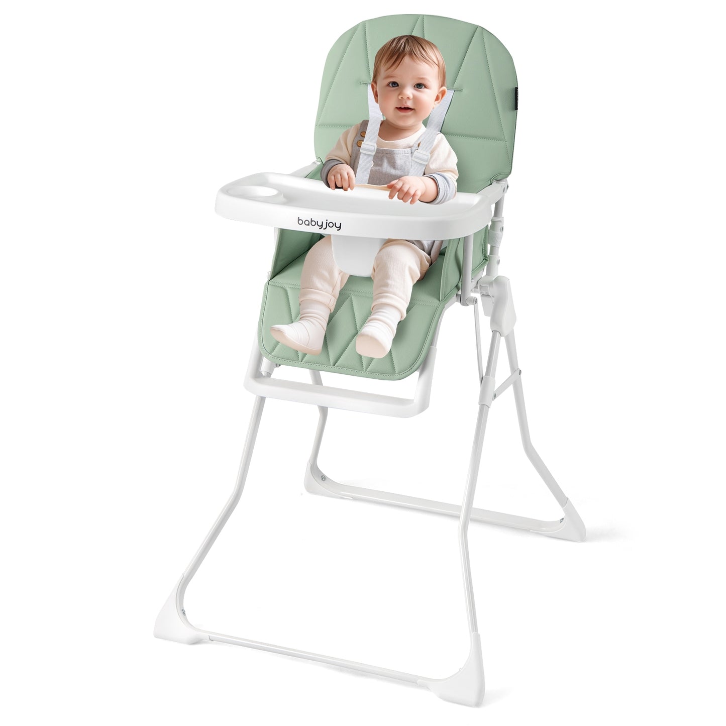 Easy Clean Compact Highchair with Removable Adjustable Tray and PU Seat Cushion, Green High Chairs at Gallery Canada