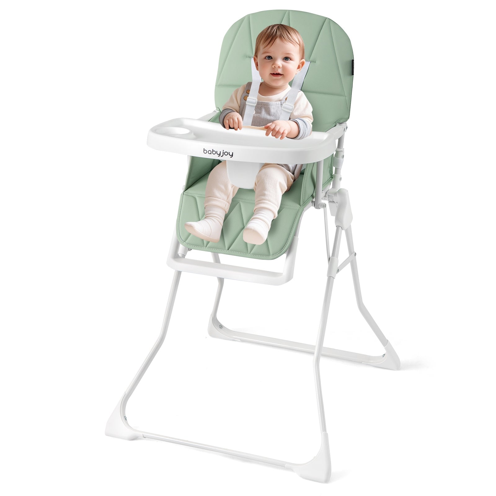 Easy Clean Compact Highchair with Removable Adjustable Tray and PU Seat Cushion, Green High Chairs at Gallery Canada