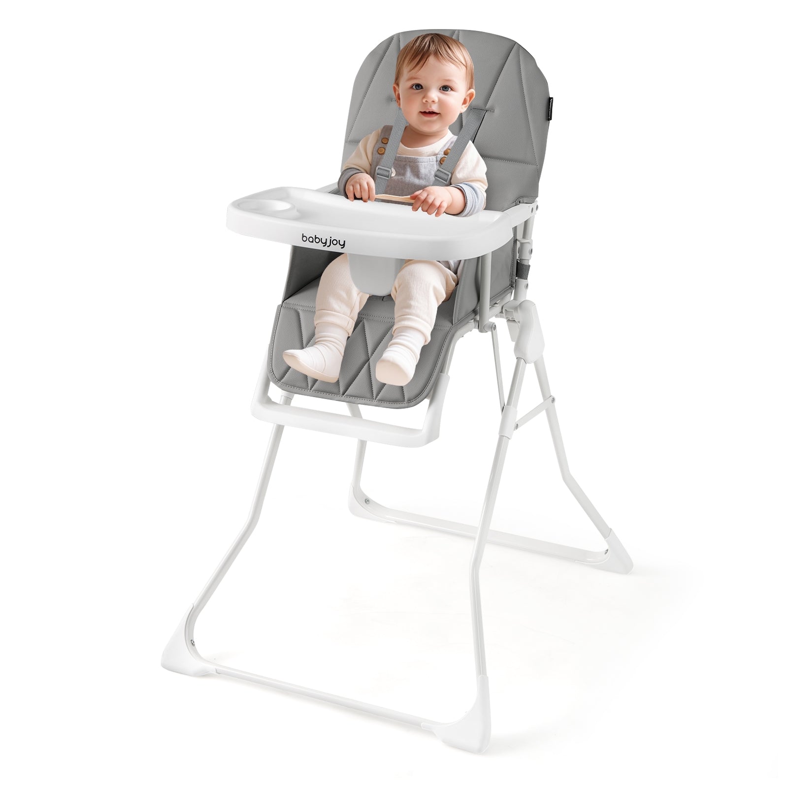 Easy Clean Compact Highchair with Removable Adjustable Tray and PU Seat Cushion, Gray High Chairs at Gallery Canada