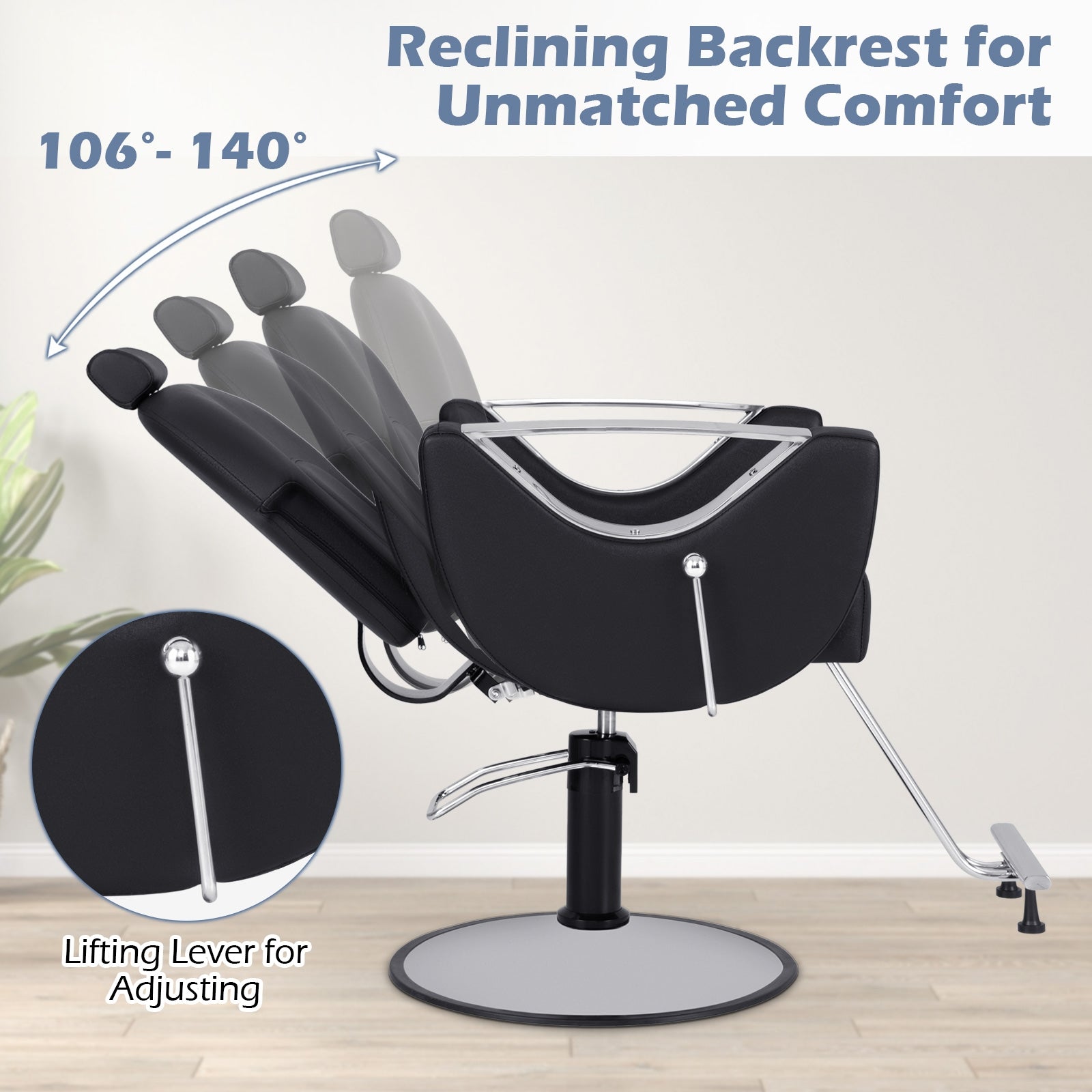360° Swivel Reclining Salon Chair, Black Spa & Salon at Gallery Canada
