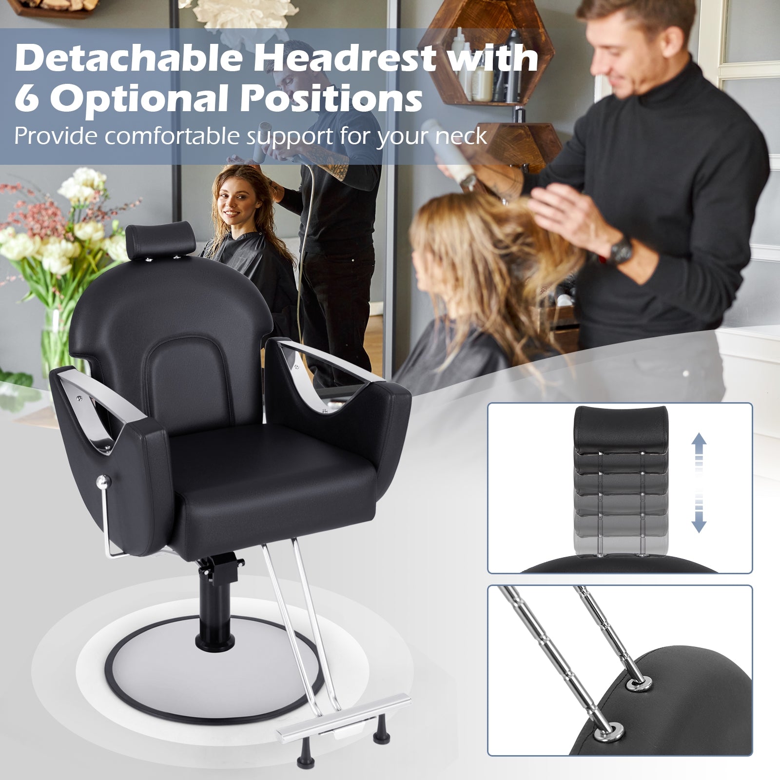 360° Swivel Reclining Salon Chair, Black Spa & Salon at Gallery Canada
