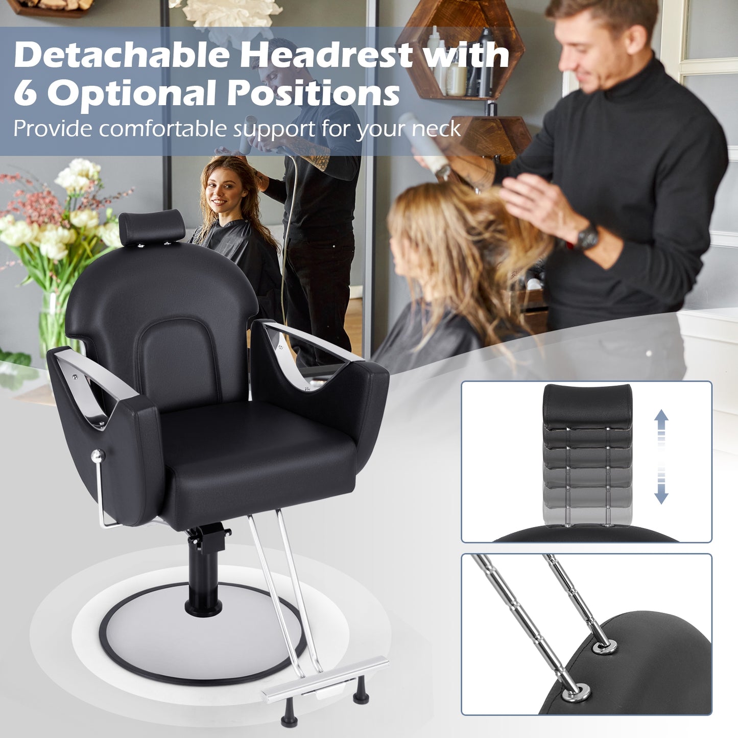 360° Swivel Reclining Salon Chair, Black Spa & Salon at Gallery Canada