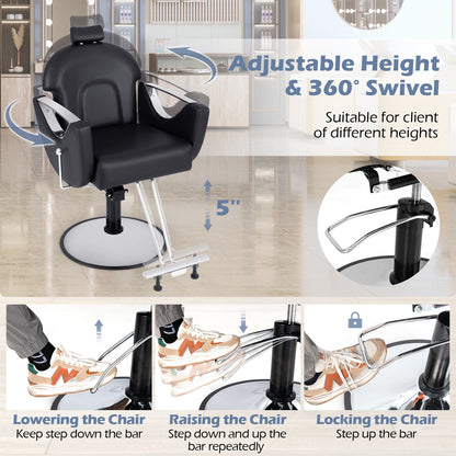 360° Swivel Reclining Salon Chair, Black Spa & Salon at Gallery Canada