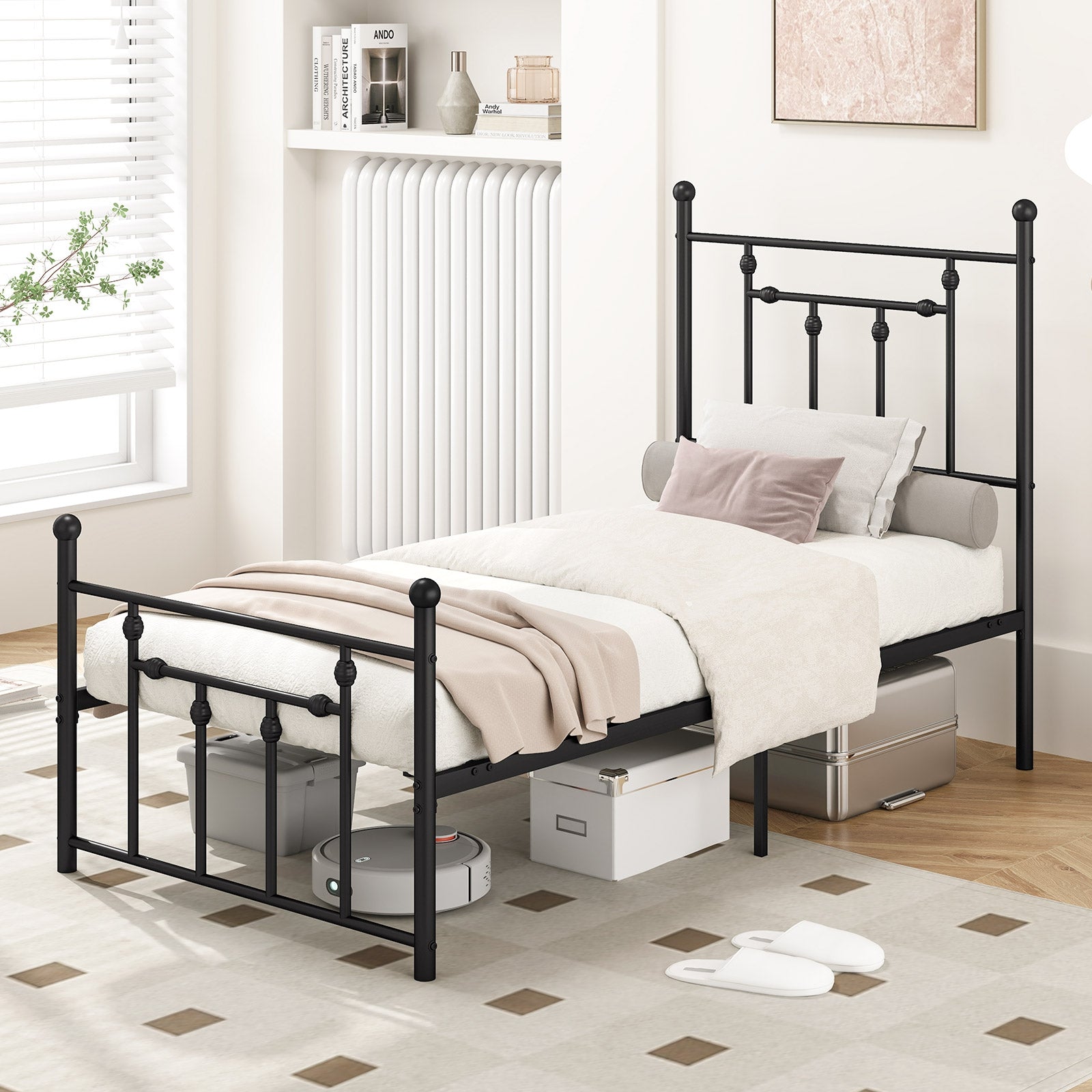Full/Queen/Twin Size Heavy-duty Metal Bed Frame with Headboard-Twin Size, Black Simple Bed Frame at Gallery Canada
