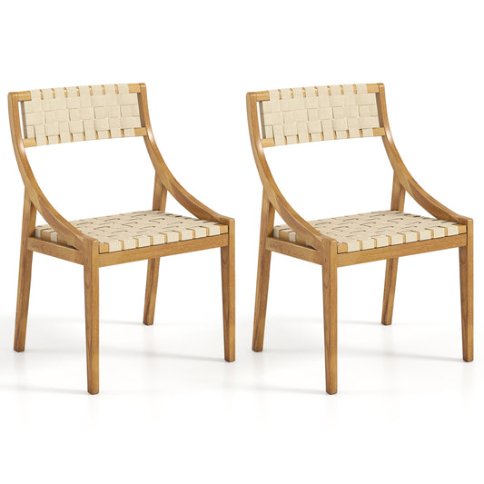 Outdoor Dining Chair Set, 2 Chairs, Webbing Seat, Natural Patio Dining Chairs Natural at Gallery Canada