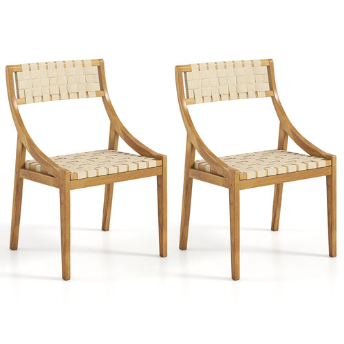 Outdoor Dining Chair Set, 2 Chairs, Webbing Seat, Natural