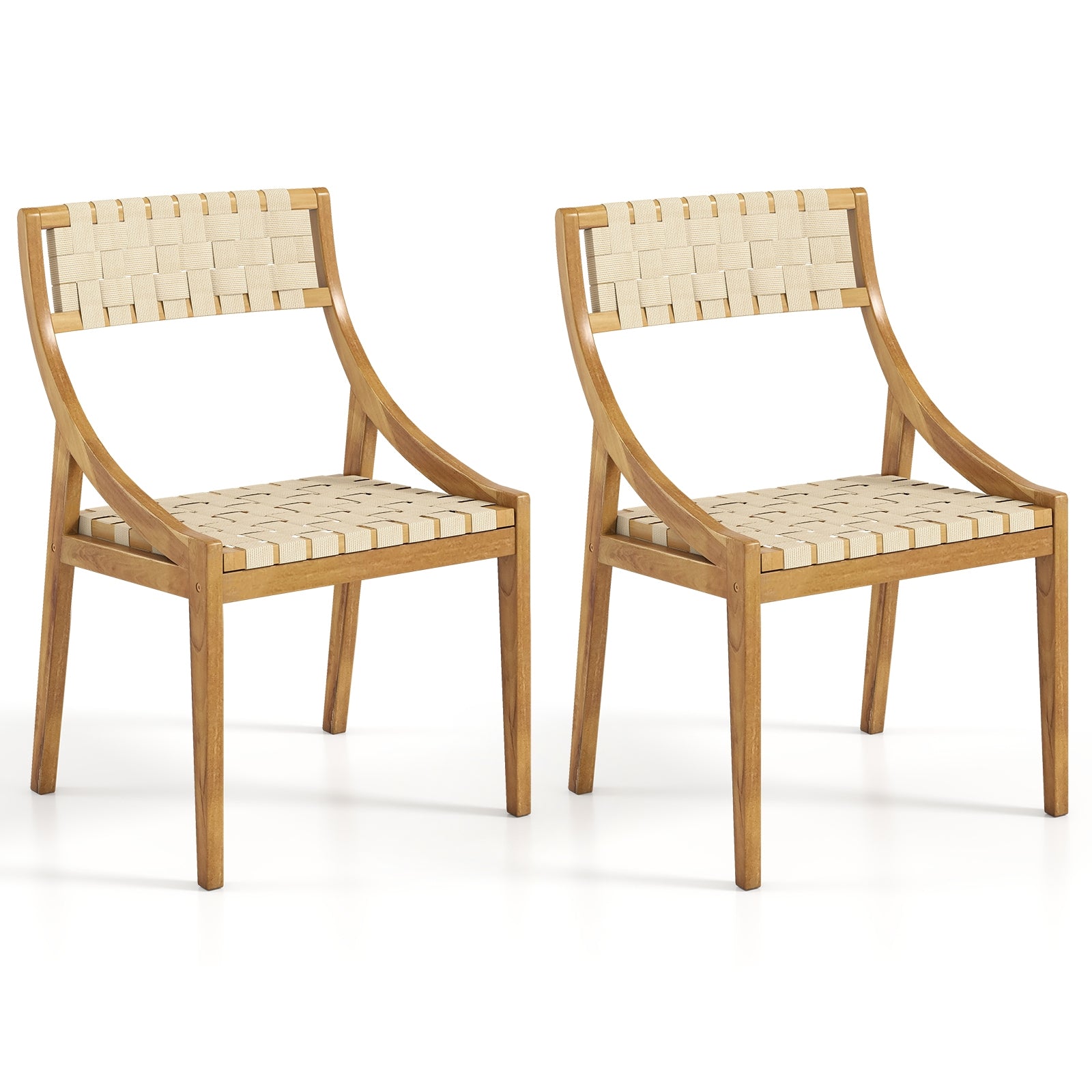 Outdoor Dining Chair Set, 2 Chairs, Webbing Seat, Natural Patio Dining Chairs Natural at Gallery Canada