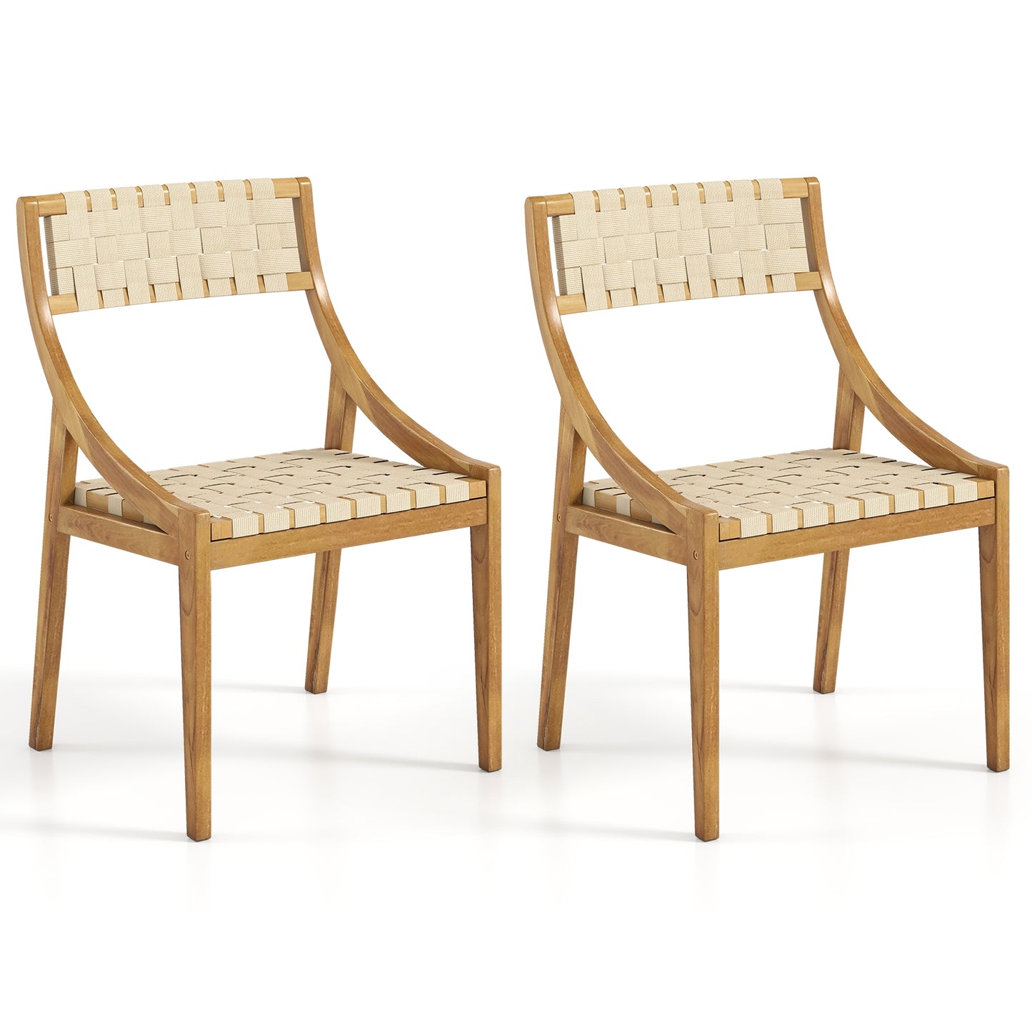 Outdoor Dining Chair Set, 2 Chairs, Webbing Seat, Natural Patio Dining Chairs Natural at Gallery Canada
