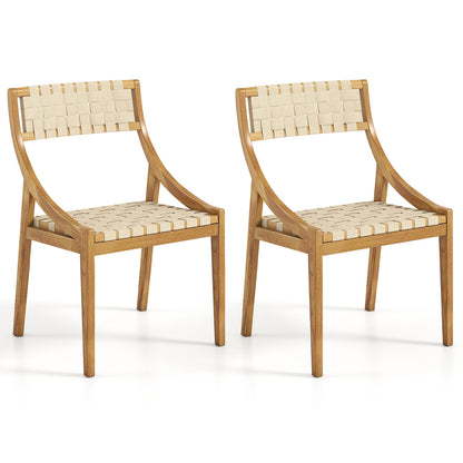 Outdoor Dining Chair Set, 2 Chairs, Webbing Seat, Natural Patio Dining Chairs Natural at Gallery Canada