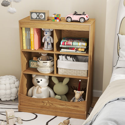 3-Tier Children's Multi-Functional Bookcase Toy Storage Bin Floor Cabinet, Natural Kids Storage at Gallery Canada
