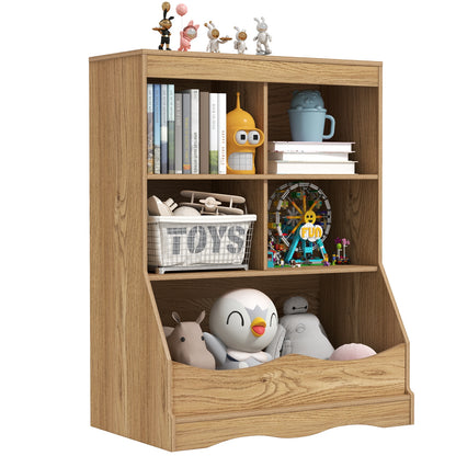 3-Tier Children's Multi-Functional Bookcase Toy Storage Bin Floor Cabinet, Natural Kids Storage at Gallery Canada