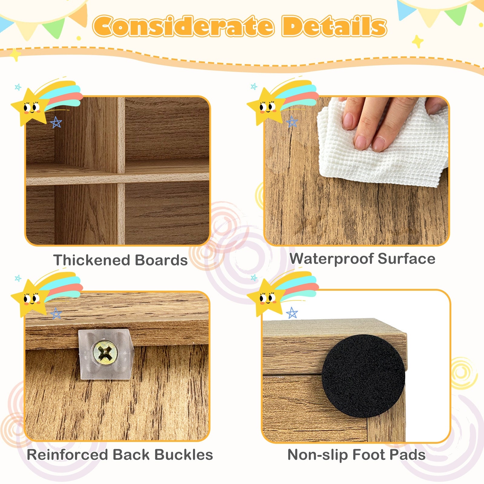 3-Tier Children's Multi-Functional Bookcase Toy Storage Bin Floor Cabinet, Natural Kids Storage at Gallery Canada