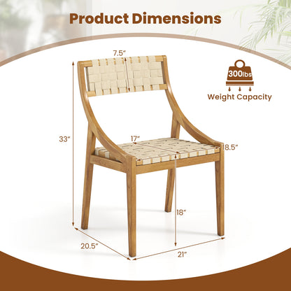 Outdoor Dining Chair Set, 2 Chairs, Webbing Seat, Natural Patio Dining Chairs at Gallery Canada