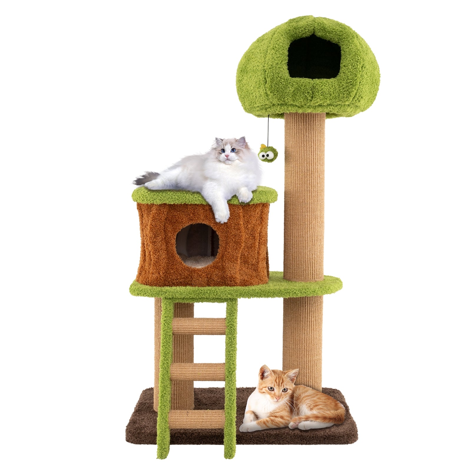 Cute Cat Tree for Indoor Cats with Mushroom-shaped Nest Condo and Climbing Ladder, Green Cat Trees Condos & Scratchers at Gallery Canada