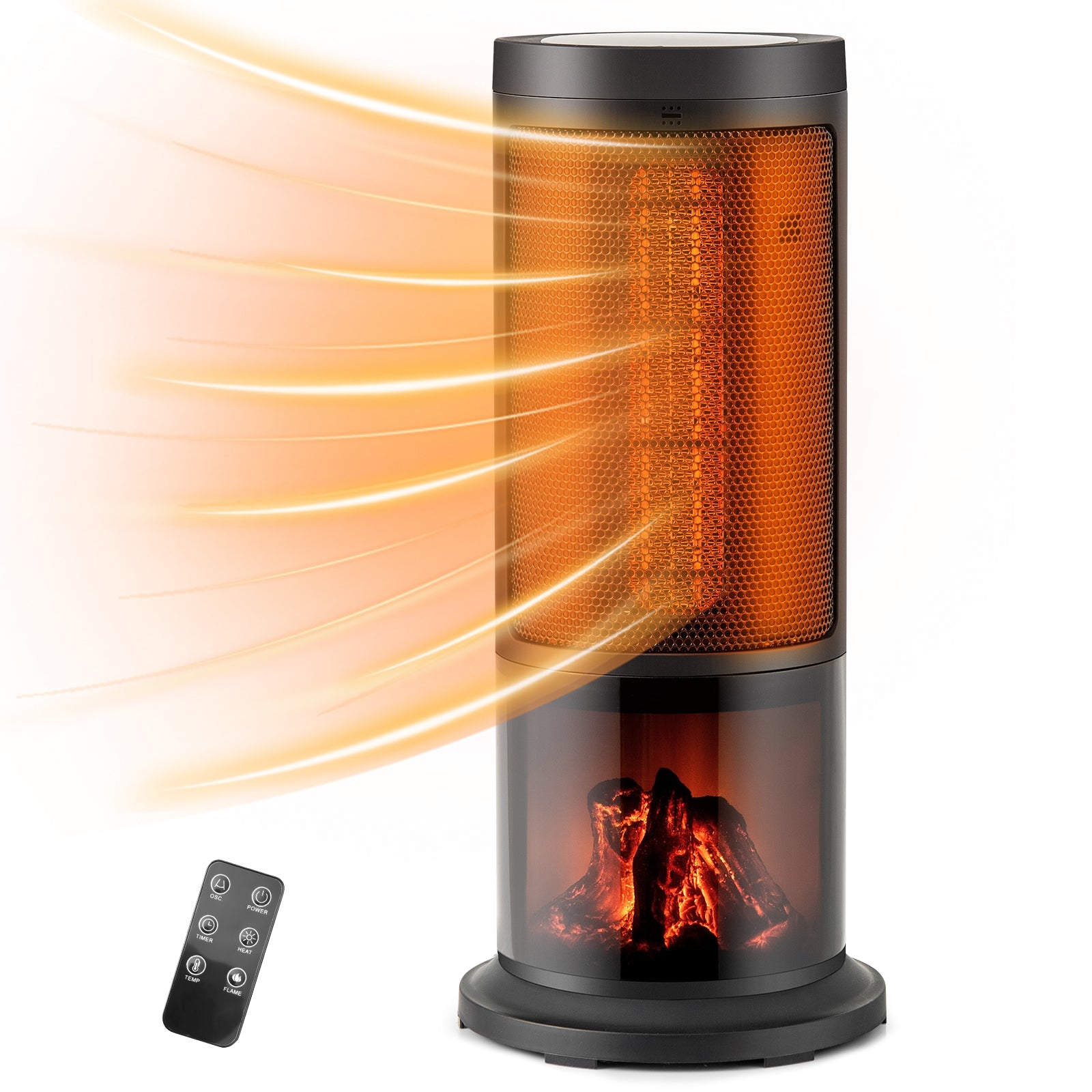 17 Inch 1500W Portable Tower Space Heater with 135° Oscillation, Black Space Heaters at Gallery Canada