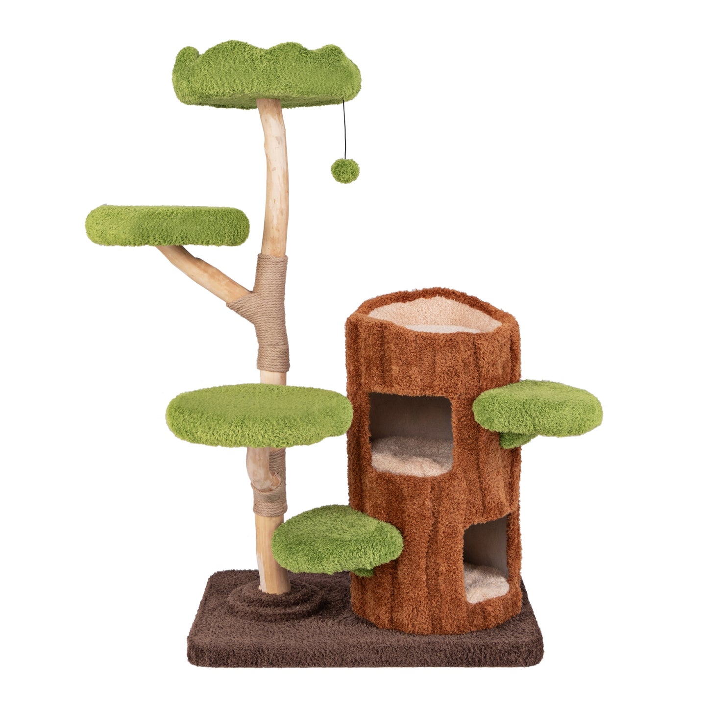 Multi-level Cat Tree with Double Decker Cat House and Sisal Panel, Brown Cat Supplies Brown at Gallery Canada