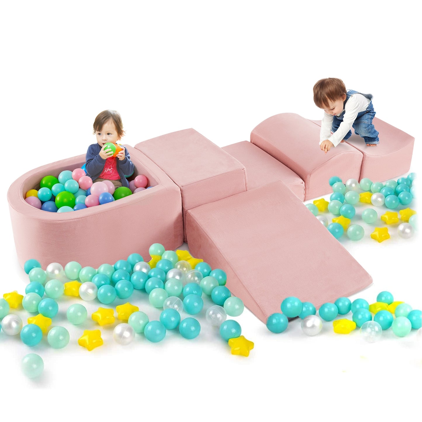 5-Piece Climb And Crawl Playset With Ball Pit, Pink