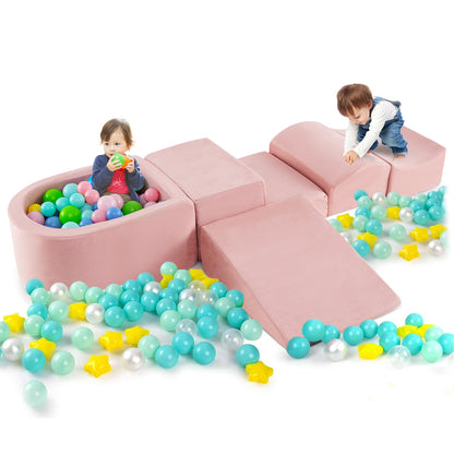 5-Piece Climb And Crawl Playset With Ball Pit, Pink