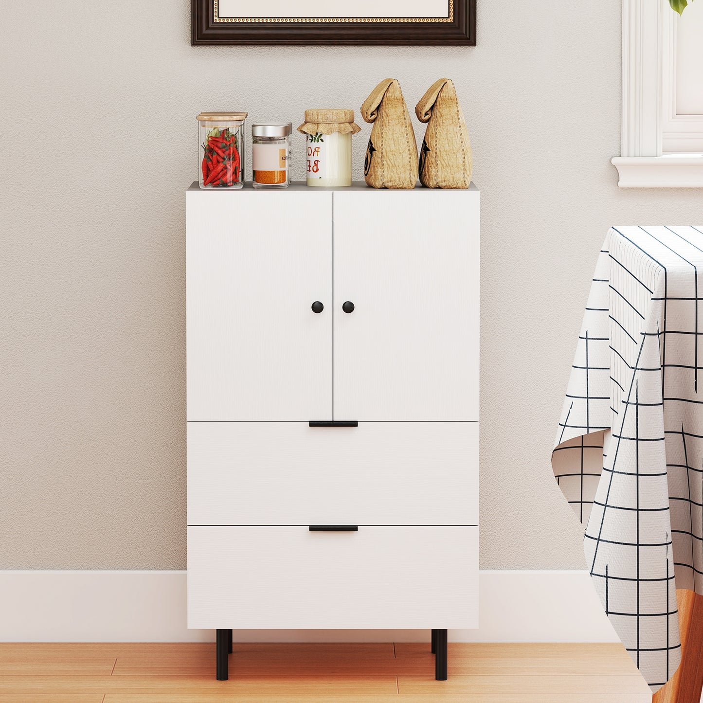 Sideboard Buffet Cabinet 2-Door Serving Cupboard with Drawers, White Sideboards Cabinets & Buffets at Gallery Canada