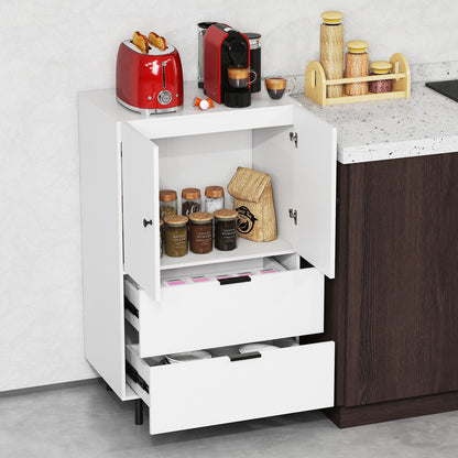 Sideboard Buffet Cabinet 2-Door Serving Cupboard with Drawers, White Sideboards Cabinets & Buffets at Gallery Canada