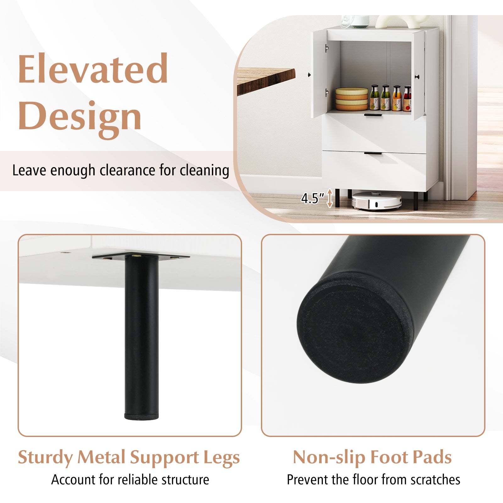Sideboard Buffet Cabinet 2-Door Serving Cupboard with Drawers, White Sideboards Cabinets & Buffets at Gallery Canada