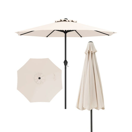 Outdoor Heavy Duty Market Umbrella with Crank Handle and 8 Sturdy Ribs, Beige Outdoor Umbrellas Beige at Gallery Canada