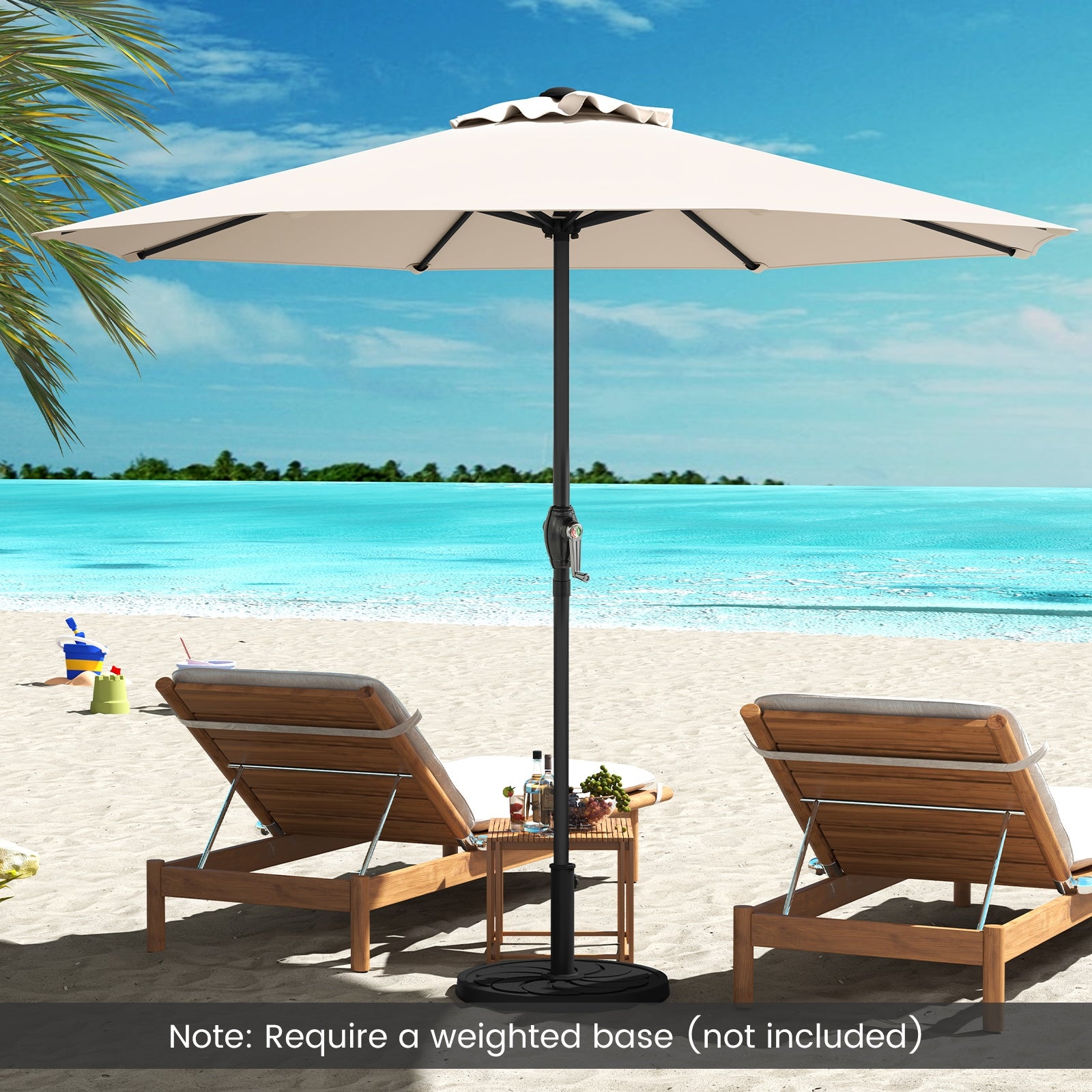 Outdoor Heavy Duty Market Umbrella with Crank Handle and 8 Sturdy Ribs, Beige Outdoor Umbrellas at Gallery Canada