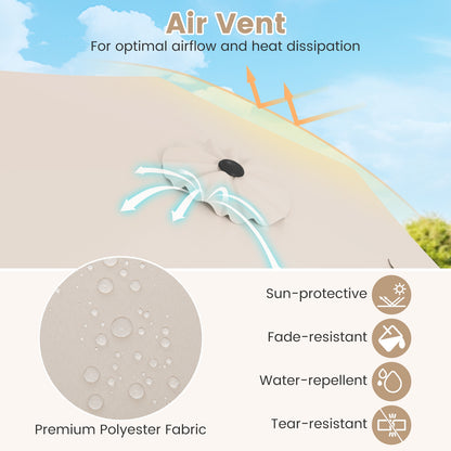 Outdoor Heavy Duty Market Umbrella with Crank Handle and 8 Sturdy Ribs, Beige Outdoor Umbrellas at Gallery Canada