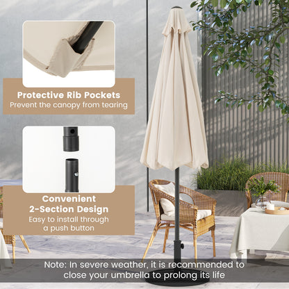 Outdoor Heavy Duty Market Umbrella with Crank Handle and 8 Sturdy Ribs, Beige Outdoor Umbrellas at Gallery Canada