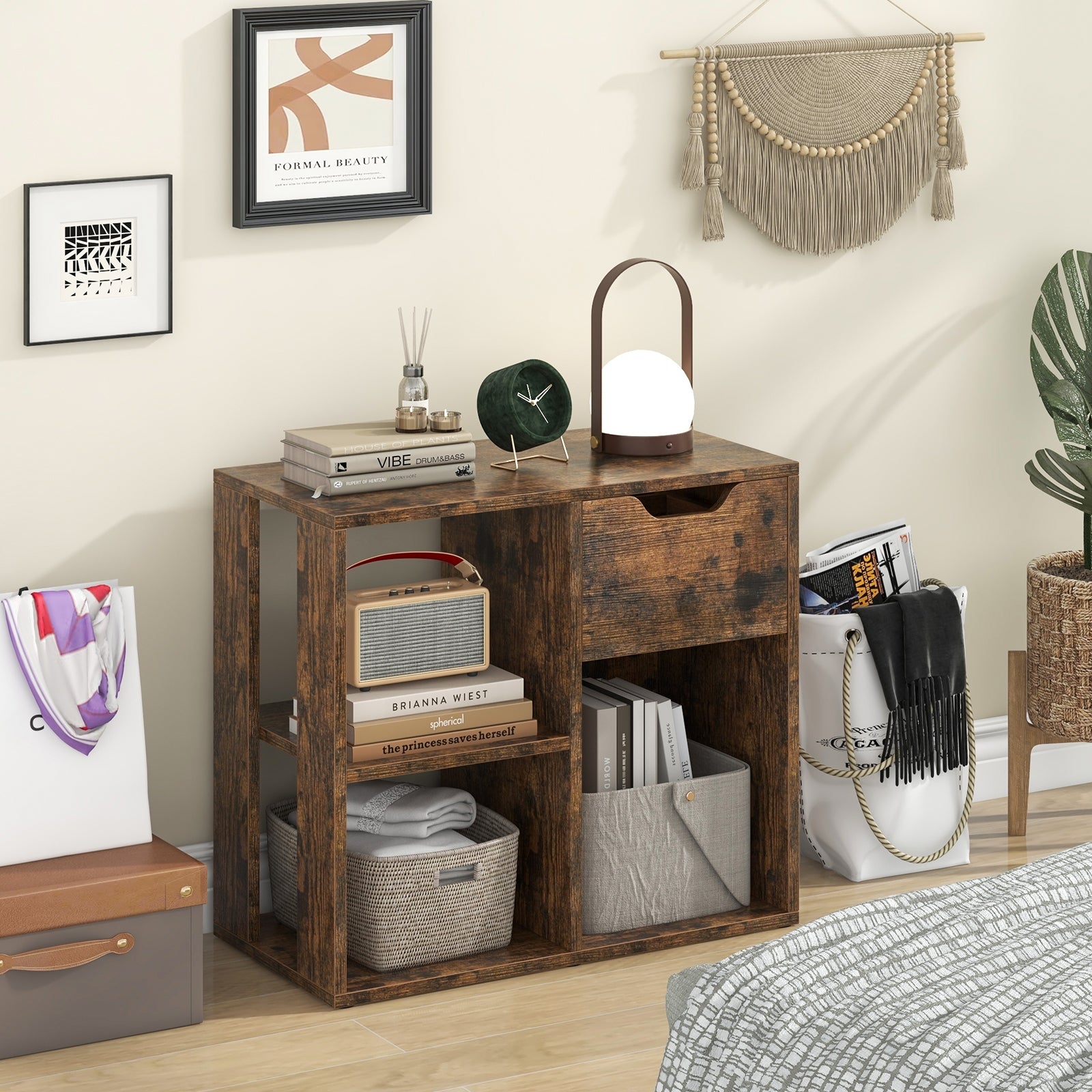 3-Cube Bookcase, 2-Tier Wooden Storage Shelf, Brown Bookcases at Gallery Canada